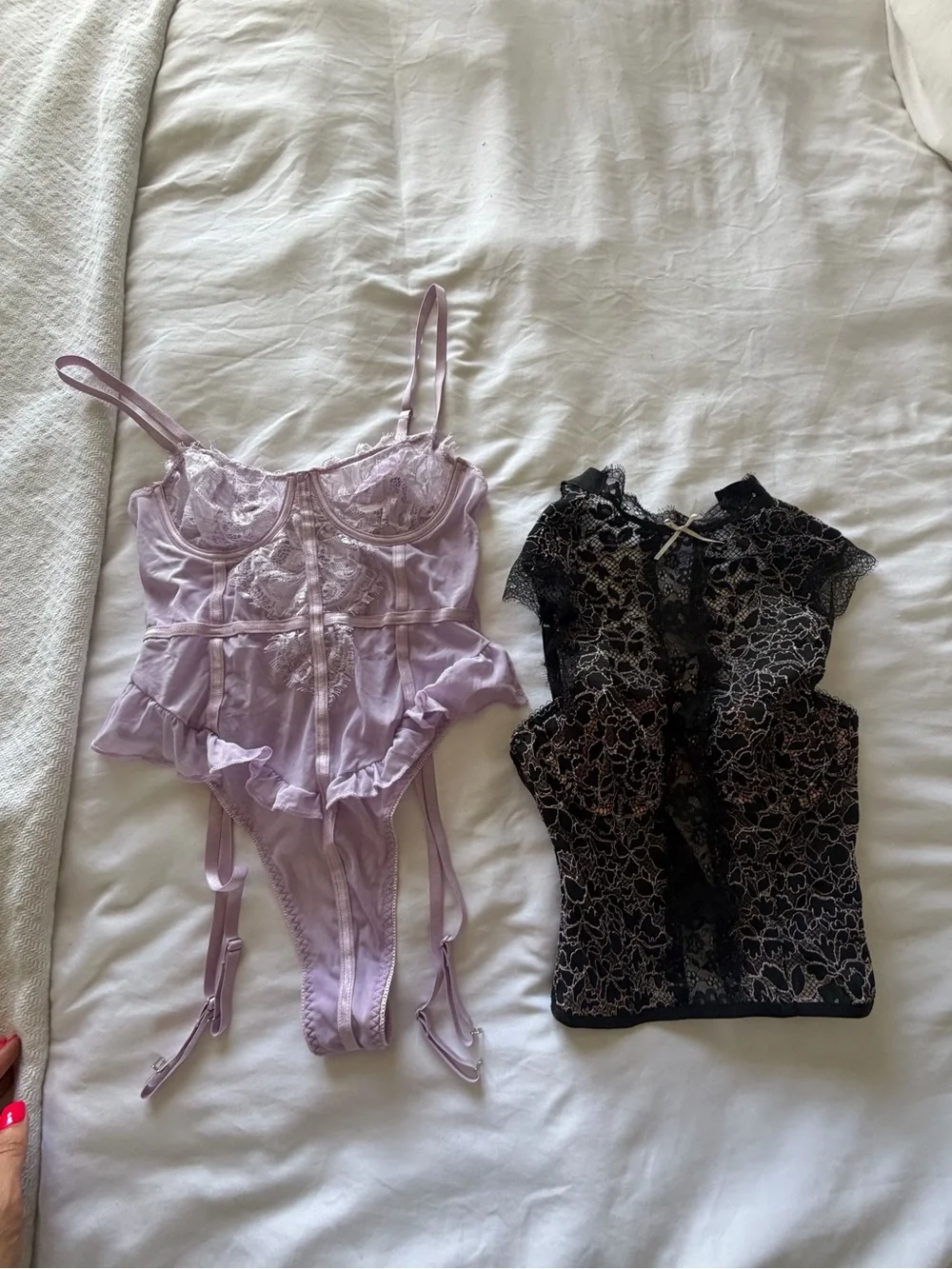 Lavender Lace Bustier and Bodysuit